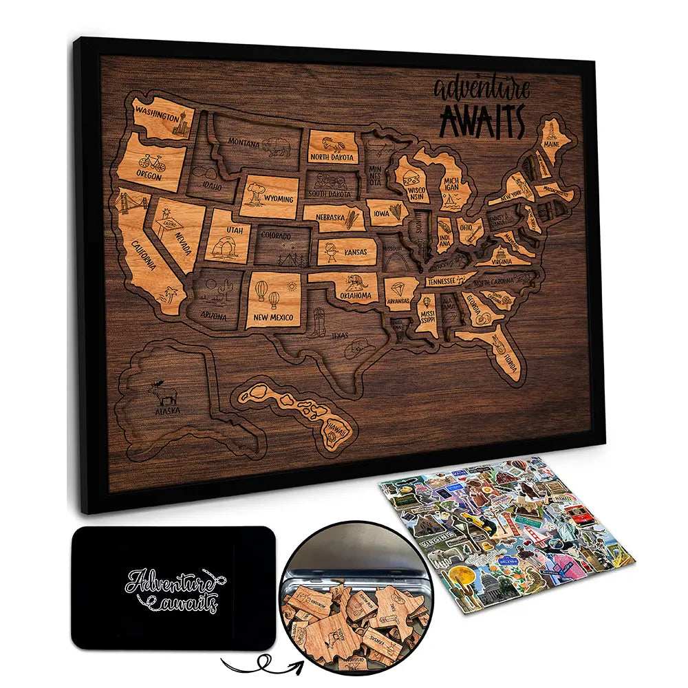 Wooden USA Travel Map Puzzle