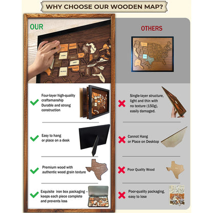 Wooden USA Travel Map Puzzle