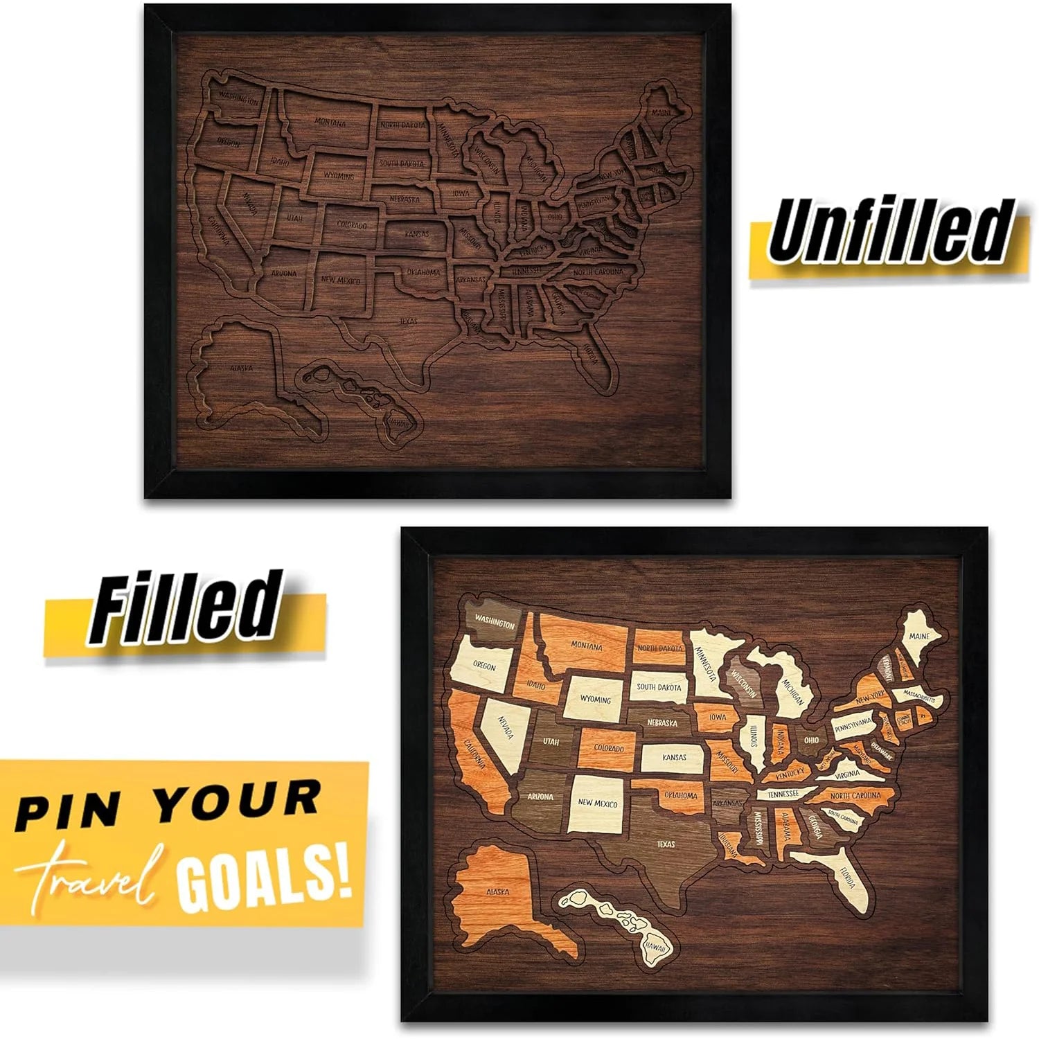 Wooden USA Travel Map Puzzle