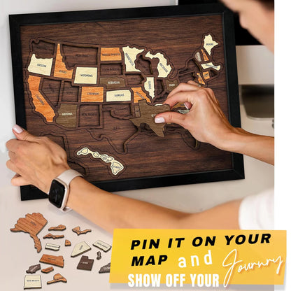 Wooden USA Travel Map Puzzle