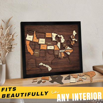 Wooden USA Travel Map Puzzle