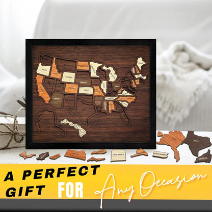 Wooden USA Travel Map Puzzle